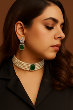 Load image into Gallery viewer, “Vanita Verdant” (Pearl & Emerald Choker)