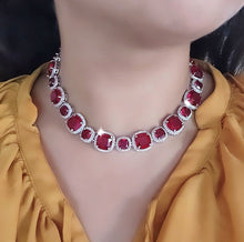 Load image into Gallery viewer, "Crimson Rhythm" Diamond Necklace