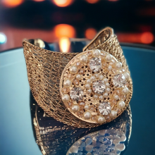 Load image into Gallery viewer, Embellished gold mesh handcuff