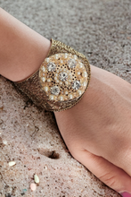 Load image into Gallery viewer, Embellished gold mesh handcuff