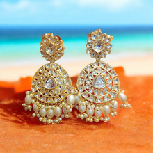 Load image into Gallery viewer, Uncut polki pearl earrings