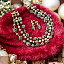 Load image into Gallery viewer, "Triveni Chandrika" (Silver Antique Pearl Necklace – 3 Layers)