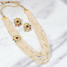 Load image into Gallery viewer, “Navrang Radiance Necklace” (Asymmetric Navrattan Statement Set)