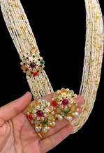 Load image into Gallery viewer, “Navrang Radiance Necklace” (Asymmetric Navrattan Statement Set)