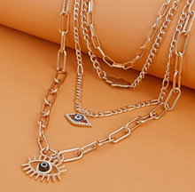 Load image into Gallery viewer, "Vira Eye" (Evil Eye & Hamsa Layered Necklace)