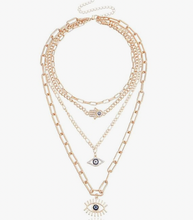 Load image into Gallery viewer, "Vira Eye" (Evil Eye & Hamsa Layered Necklace)