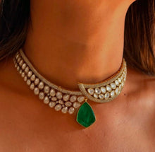 Load image into Gallery viewer, “Emerald Enchant” Moissanite & Emerald Choker