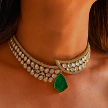 Load image into Gallery viewer, “Emerald Enchant” Moissanite & Emerald Choker