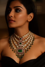 Load image into Gallery viewer, "Ratnaavali Haar" (Emerald, Ruby & Polki Heritage Necklace)