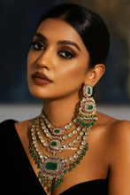 Load image into Gallery viewer, "Ratnaavali Haar" (Emerald, Ruby & Polki Heritage Necklace)