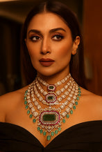 Load image into Gallery viewer, "Ratnaavali Haar" (Emerald, Ruby & Polki Heritage Necklace)