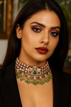Load image into Gallery viewer, Gajratna Choker (Heritage Emerald Polki Choker)