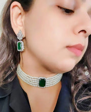 Load image into Gallery viewer, “Vanita Verdant” (Pearl & Emerald Choker)