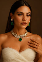 Load image into Gallery viewer, “Emerald Enchant” Moissanite & Emerald Choker