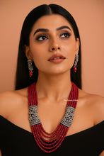 Load image into Gallery viewer, “Ravya” (Victorian Diamond & Crystal Set – Red)