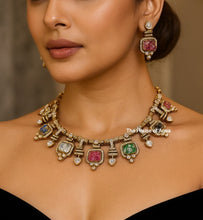 Load image into Gallery viewer, "Gem Symphony" Multi-Tourmaline & Polki Necklace