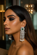 Load image into Gallery viewer, Akina emerald and diamond earrings