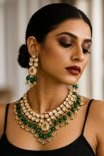Load image into Gallery viewer, “Swarna Sangam” (Bridal Gold-Finished Kundan Set)