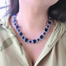 Load image into Gallery viewer, Blue sapphire Diamond Necklace