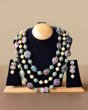 Load image into Gallery viewer, "Triveni Chandrika" (Silver Antique Pearl Necklace – 3 Layers)