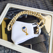 Load image into Gallery viewer, Champagne white mask with mask chain