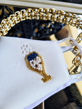 Load image into Gallery viewer, Champagne white mask with mask chain
