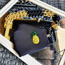 Load image into Gallery viewer, Pineapple black mask with mask chain