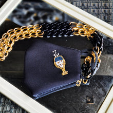 Load image into Gallery viewer, Champagne black mask with mask chain