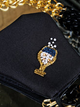 Load image into Gallery viewer, Champagne black mask with mask chain