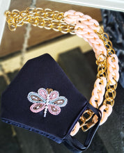 Load image into Gallery viewer, Kyra black mask with mask chain