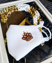 Load image into Gallery viewer, Crown white mask with mask chain