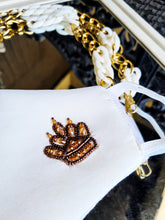 Load image into Gallery viewer, Crown white mask with mask chain