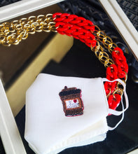 Load image into Gallery viewer, Coffee White mask with mask chain