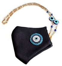 Load image into Gallery viewer, Evil eye black mask with mask chain