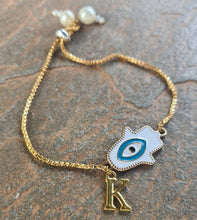 Load image into Gallery viewer, Hamsa bracelet with initials