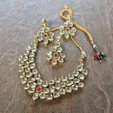 Load image into Gallery viewer, “Sunehri Shaan” – Classic Kundan Necklace Set with Earrings & Maangtika