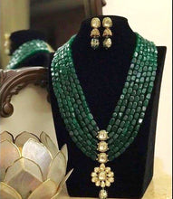 Load image into Gallery viewer, "Zamrud Leher" (Uncut Polki Onyx Mala Set – Green)