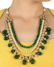 Load image into Gallery viewer, "Shubhra Saaj" (Onyx & Pearl Kundan Set)