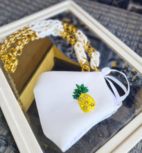 Load image into Gallery viewer, Pineapple white mask with mask chain