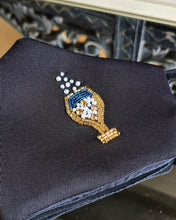 Load image into Gallery viewer, Champagne black mask with mask chain