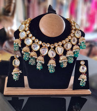 Load image into Gallery viewer, Prisha Verde Bridal Set (Polki & Kundan Set – Emerald-Toned Edition)
