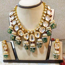 Load image into Gallery viewer, Prisha Verde Bridal Set (Polki & Kundan Set – Emerald-Toned Edition)