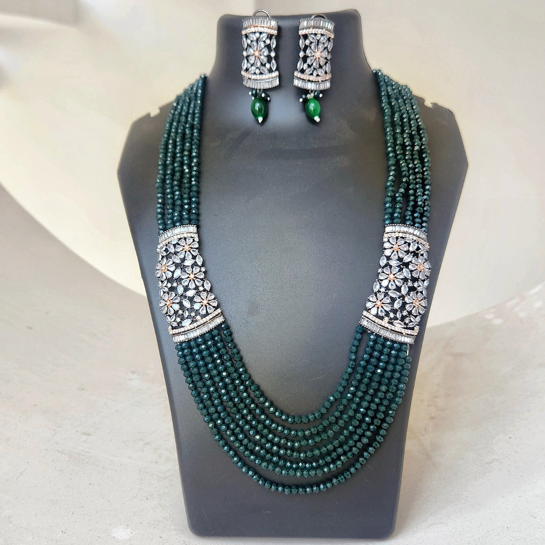 Victorian diamonds and crystals set- green