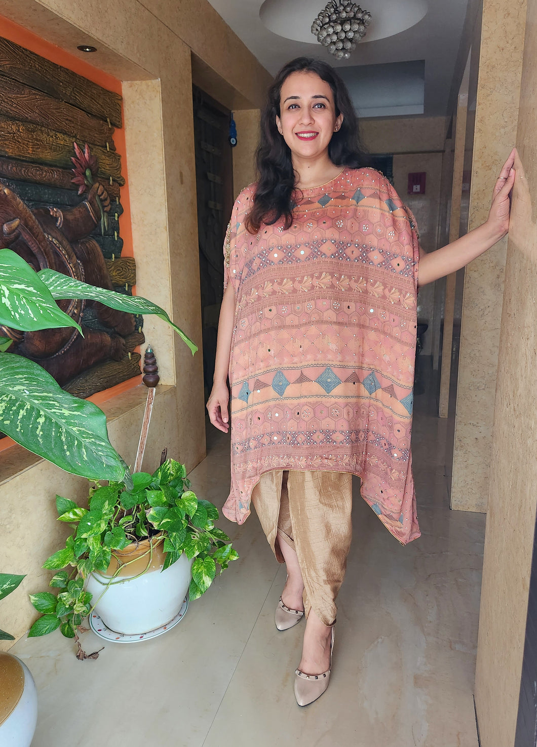 Noor onion pink with badla motifs