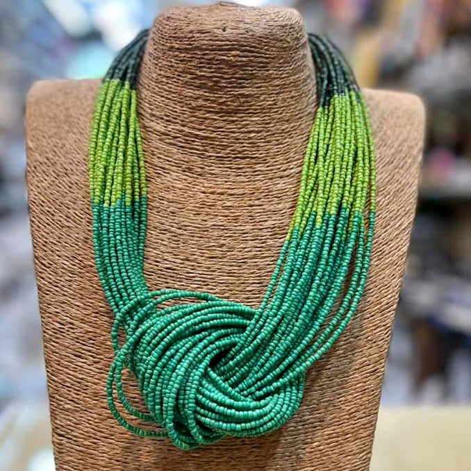 Statement knot necklace- green