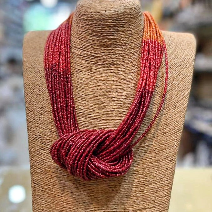 Statement knot necklace- red