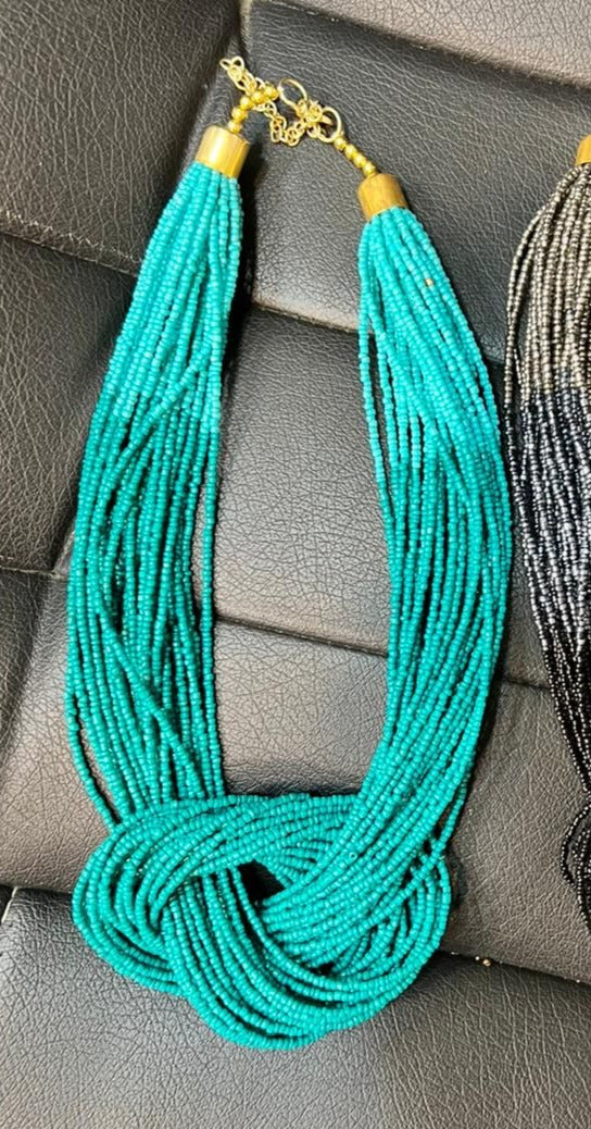 Statement knot necklace- Aqua