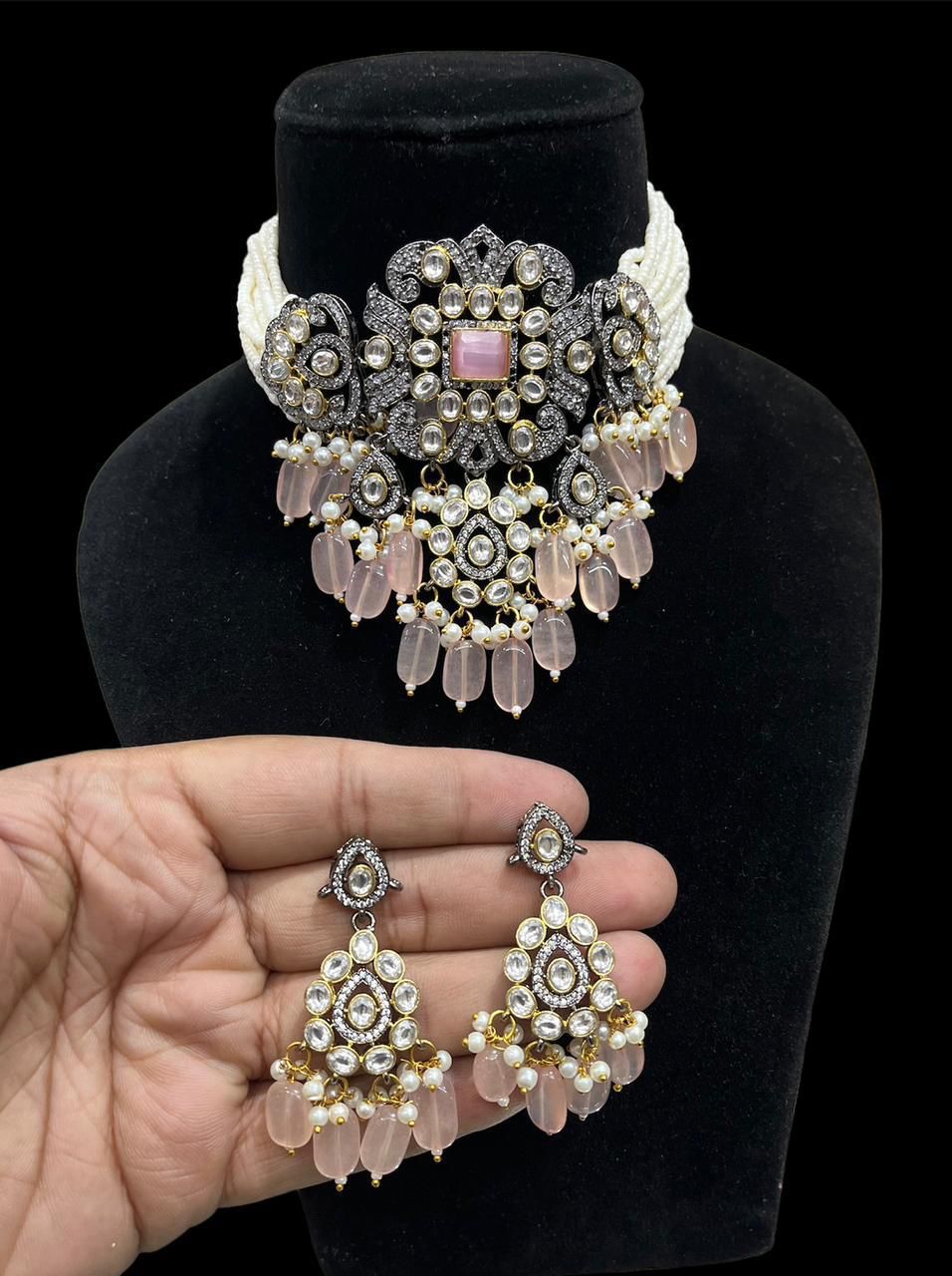 Nita victorian diamond necklace- pink sapphire