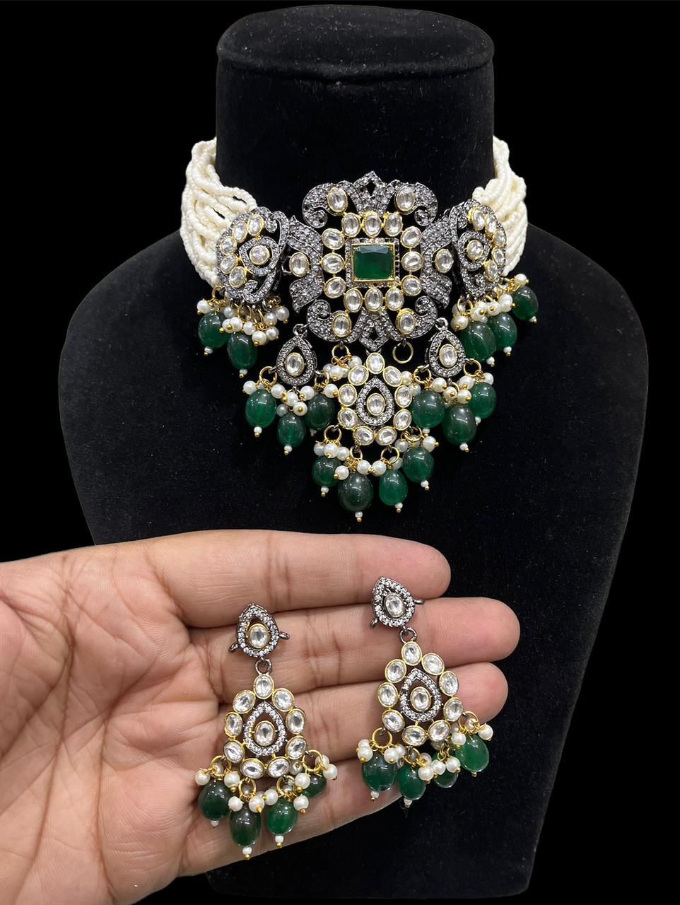 Nita victorian diamond necklace- emerald