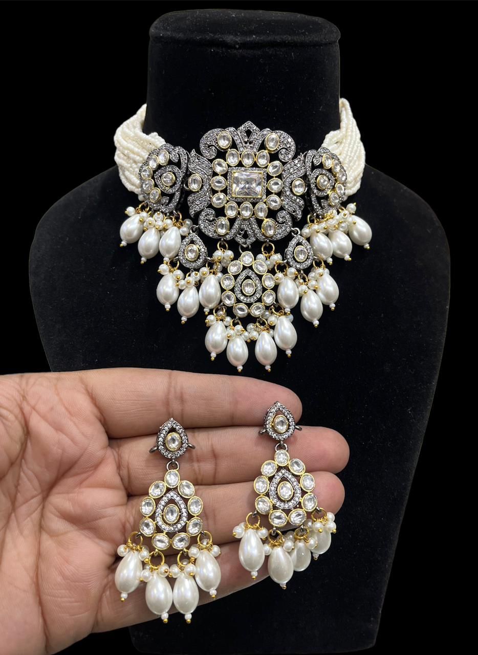 Nita victorian diamond necklace- pearl